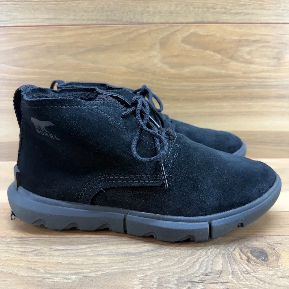 Sorel Explorer Drift Womens Boots 8 Black Suede Waterproof Lace‎ Up